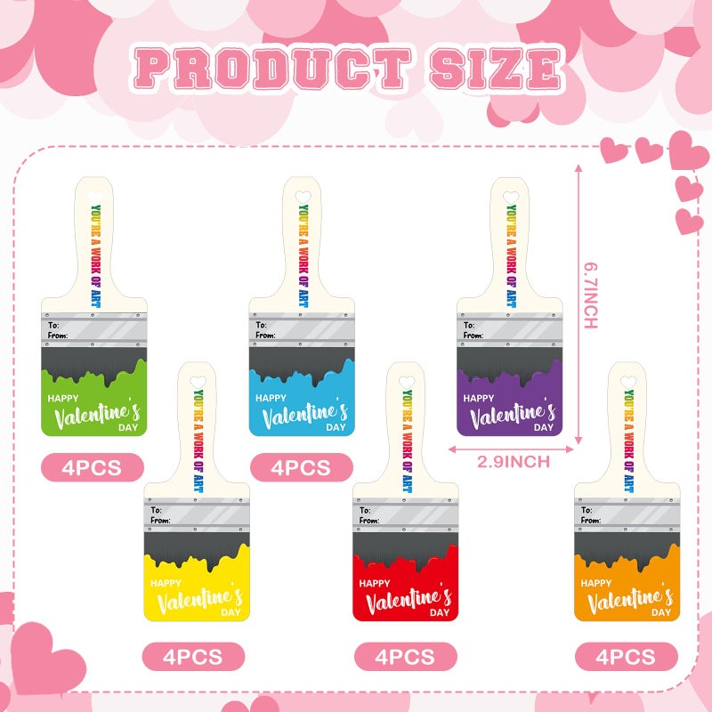 Noveread 24 Set Valentine's Day Gifts for Kids Watercolor Paint Sets with Cards Heart Shaped Watercolor Paint Sets for Kids Class Valentines Party Favors School Classroom Exchanges Gift(Vivid Style) - Image 5