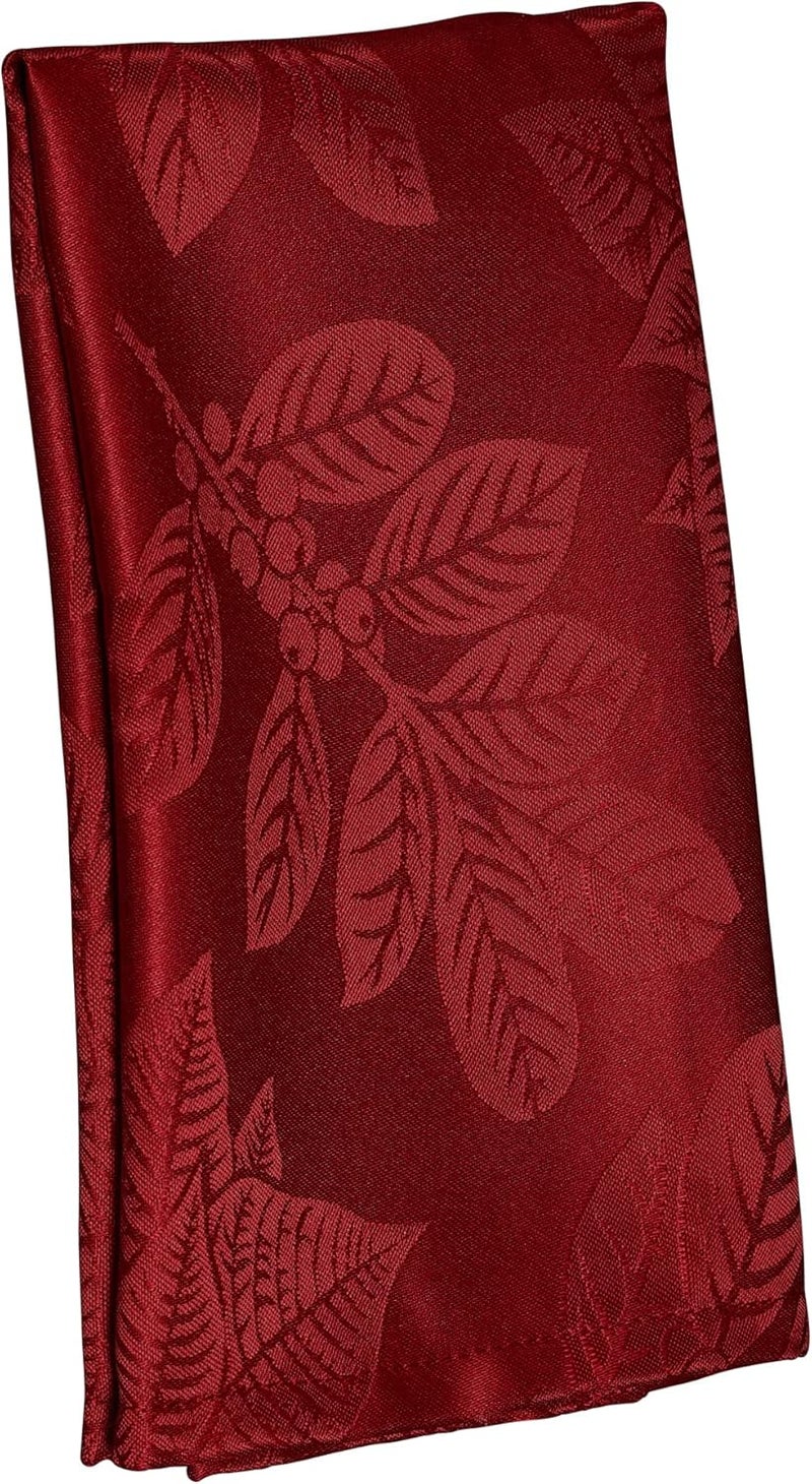 Kadut Christmas Napkins Jacquard Poinsettia Leaf Cloth Napkins 17x17 Inch Set of 4 Heavy Duty Fabric Stain Proof Dinner Napkins for HarvestXmas Holiday Winter and Parties - Image 3