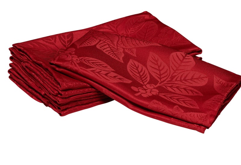 Kadut Christmas Napkins Jacquard Poinsettia Leaf Cloth Napkins 17x17 Inch Set of 4 Heavy Duty Fabric Stain Proof Dinner Napkins for HarvestXmas Holiday Winter and Parties - Image 1