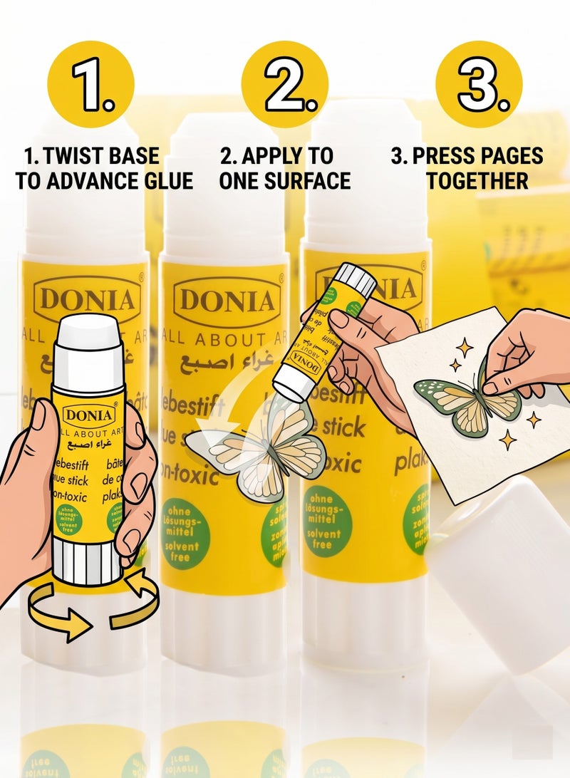 Donia All About Art Glue Stick 8g (Pack of 3) – Non-Toxic & Solvent-Free Adhesive for School & Office - Image 3