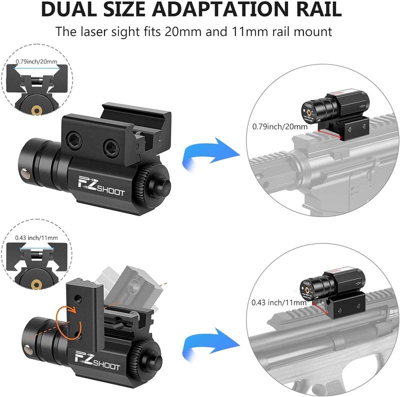 EZshoot نقطة ليزر حمراء مدمجة مع قاعدة بيكاتيني لسكك 11mm/21mm - سهلة الاستخدام ثنائية الغرض - Image 2