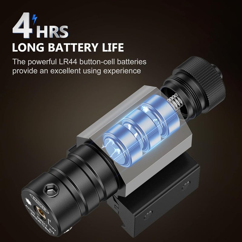EZshoot نقطة ليزر حمراء مدمجة مع قاعدة بيكاتيني لسكك 11mm/21mm - سهلة الاستخدام ثنائية الغرض - Image 3
