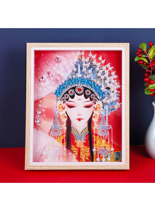 National Tide Style Opera Painting Peking Opera Decorative Painting Photo Frame Year Handmade DIY Material Package Group Building Warm-up Parent-Child-Color:Floral Shirt - Image 1