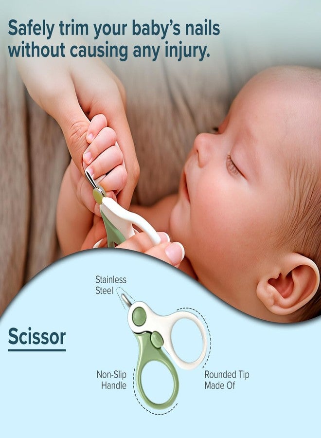 Q DEVICES 5-in-1 Baby Grooming Kit – Safe & Gentle Newborn Nail Clipper, Scissors, Tweezer, Filer & Earwax Remover – Compact Travel-Friendly Health Care Set for Infants & Toddlers – Green - Image 2