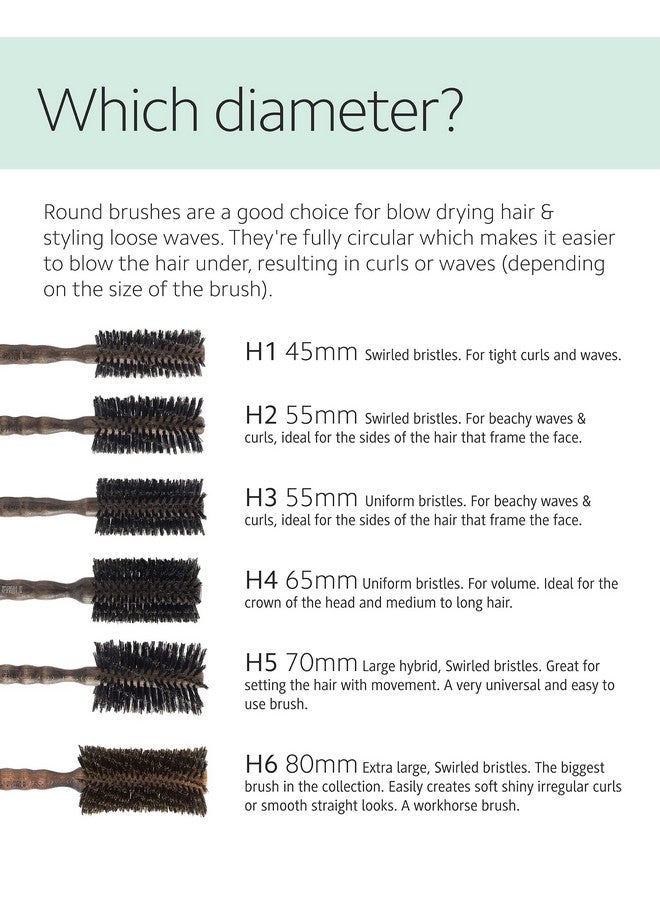 Ibiza Hair Boar Bristle Round Brush (H3-55mm) | Hybrid Boar/Nylon Bristles with Hardwood Handle | Ideal for Beachy Waves & Curls | Adds Texture & Shine for Coarse or Frizzy Hair - Image 4