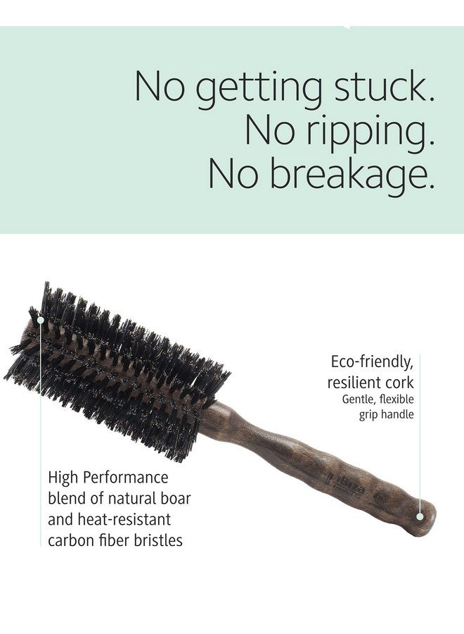 Ibiza Hair Boar Bristle Round Brush (H3-55mm) | Hybrid Boar/Nylon Bristles with Hardwood Handle | Ideal for Beachy Waves & Curls | Adds Texture & Shine for Coarse or Frizzy Hair - Image 3