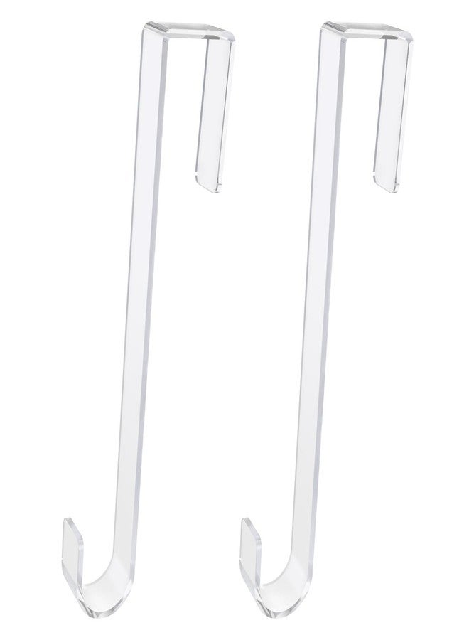 GameXcel 12" Clear Wreath Hanger for Front Door, 2 Pack Non-Scratching Over Door Hooks, Wreath Door Hanger for Fall Welcome Sign Decor for Home Inside Outside Halloween Christmas Decorations - Image 1