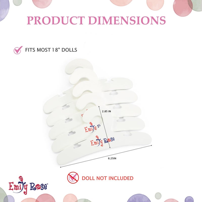Emily Rose 18 Inch Doll Clothes Hangers 5-Pack White Wooden | Closet Organizer Compatible with American Girl and Our Generation Doll Clothing | 18â€ Wardrobe Furniture Accessories | USA Brand - Image 4
