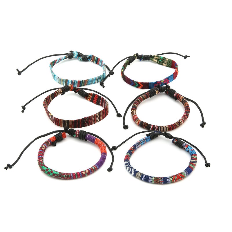 HZMAN Mix 6 Wrap Bracelets Men Women, Hemp Cords Ethnic Tribal Bracelets Wristbands (Mix 6 Wrap) - Image 3