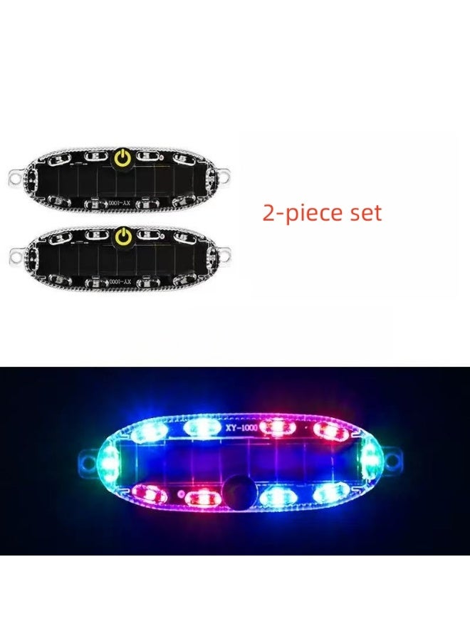 Solar Strobe Lights Colorful Led Warning Light Automotive Interior Flash Anti Collision Light for Car Truck Motorcycle 2 Pack - Image 1