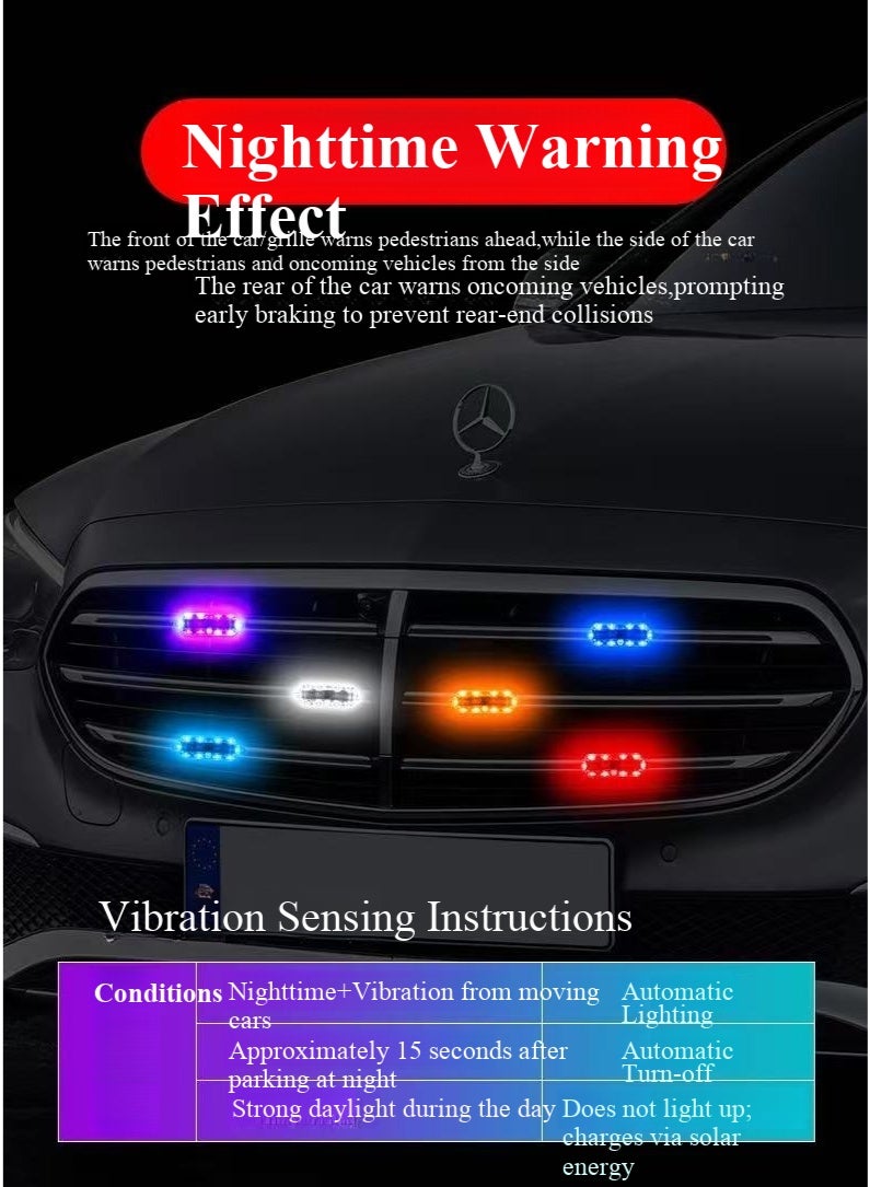 Solar Strobe Lights Colorful Led Warning Light Automotive Interior Flash Anti Collision Light for Car Truck Motorcycle 2 Pack - Image 2