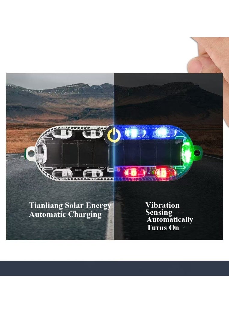 Solar Strobe Lights Colorful Led Warning Light Automotive Interior Flash Anti Collision Light for Car Truck Motorcycle 2 Pack - Image 4