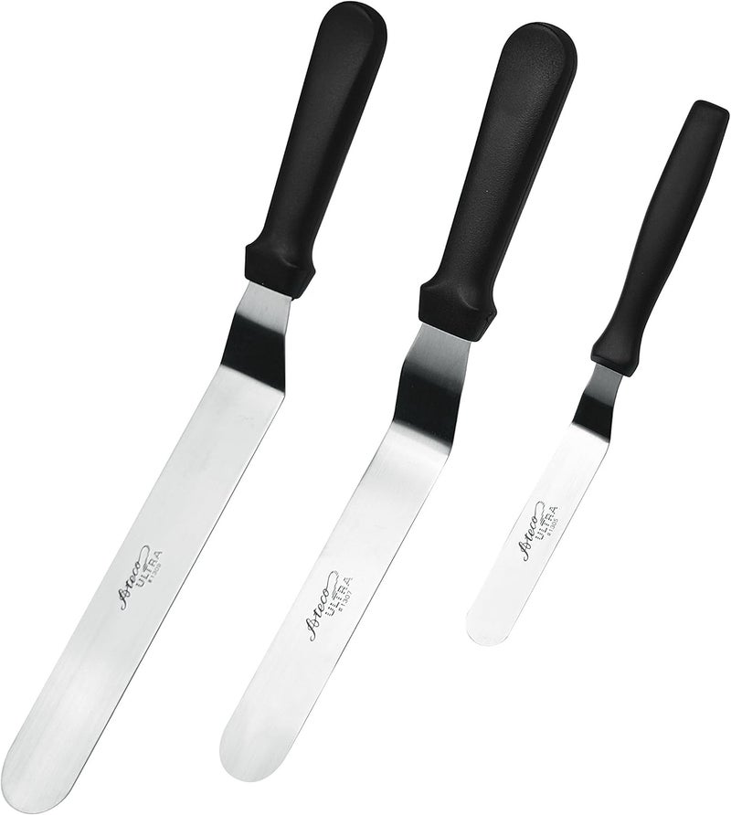 Ateco Ultra Offset Spatula 3 Piece Set; 1305-4.25 Inch, 1307-7.75 Inch, and 1309-9.75 Inch, Stainless Steel Blades - Image 1