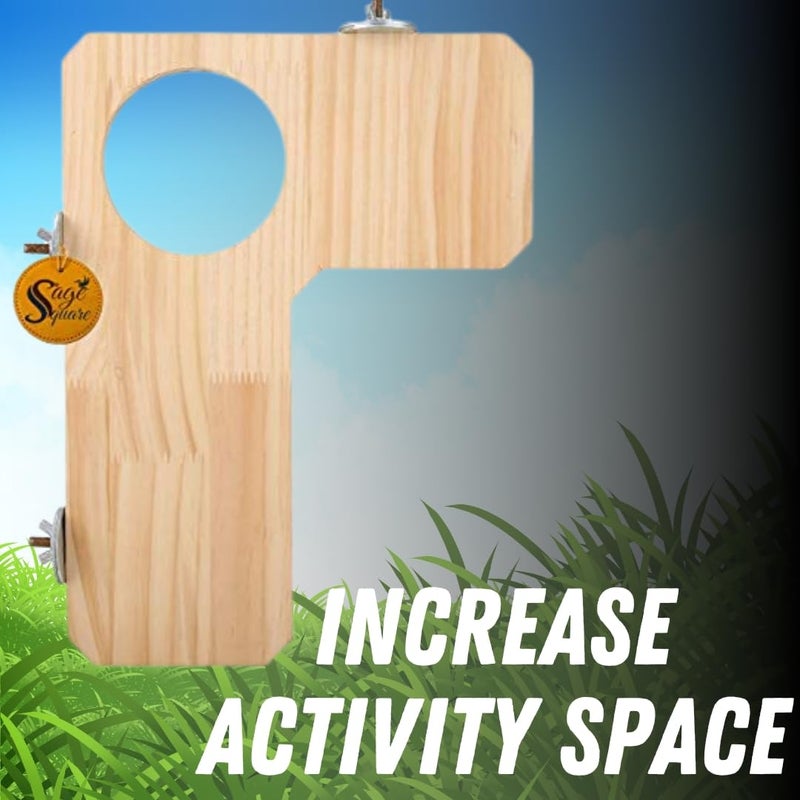 Sage Square Natural Wooded Platform 9.5"*12.5" Toy - Versatile Cage Accessory for Birds, Hamsters, Mice, Rabbits, and Guinea Pigs,Interactive Fun and Natural Enrichment,Quality Craftsmanship. - Image 4