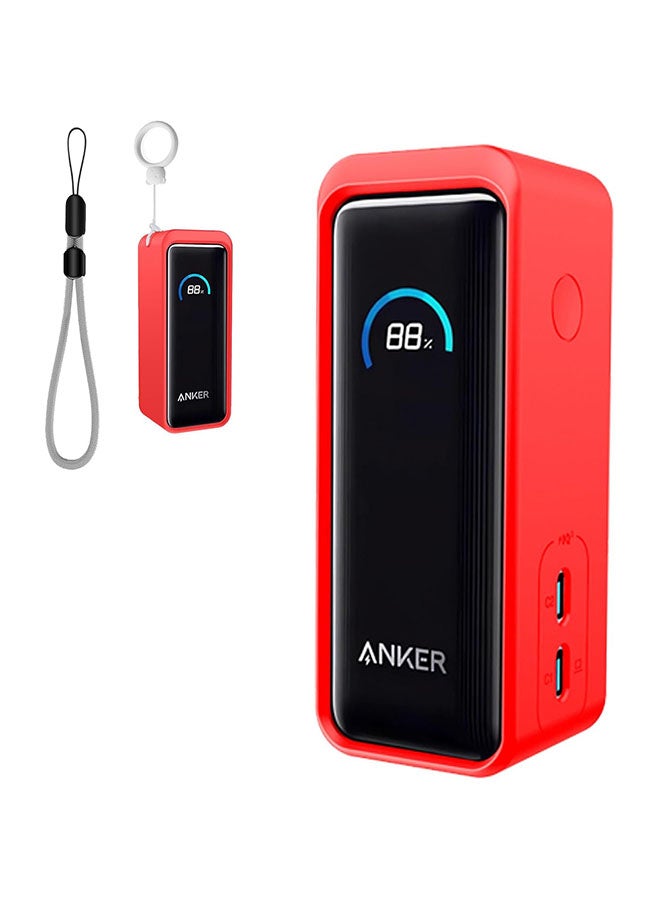 O Ozone Silicone Case for Anker Prime Power Bank 9600mAh 65W Cover,Shockproof and Scratch Protection Case, Soft Silicone Cover with Lanyard - Red - Image 1