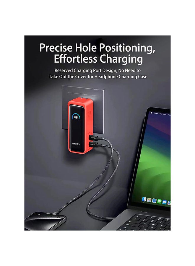 O Ozone Silicone Case for Anker Prime Power Bank 9600mAh 65W Cover,Shockproof and Scratch Protection Case, Soft Silicone Cover with Lanyard - Red - Image 3