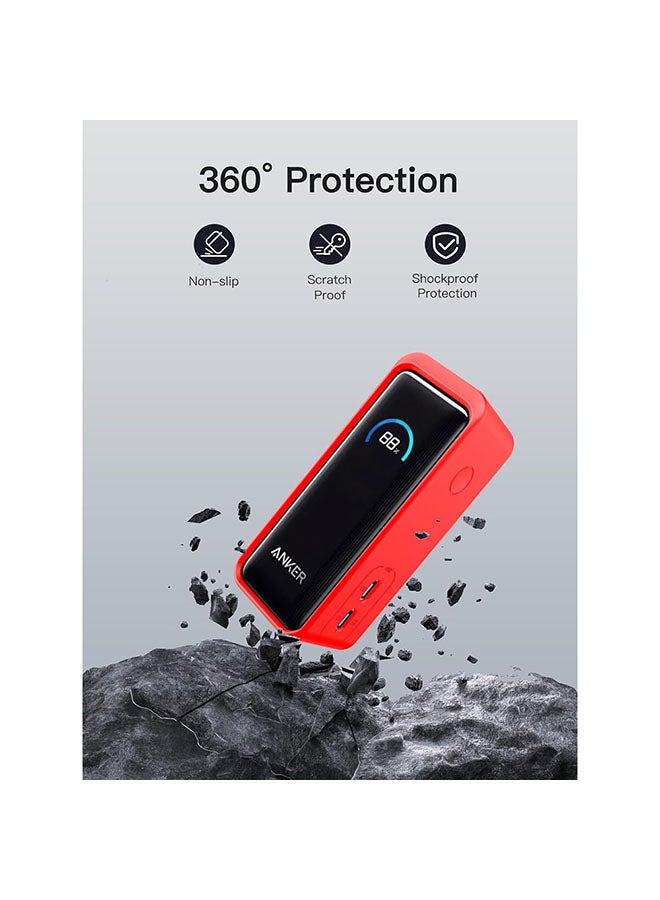 O Ozone Silicone Case for Anker Prime Power Bank 9600mAh 65W Cover,Shockproof and Scratch Protection Case, Soft Silicone Cover with Lanyard - Red - Image 2