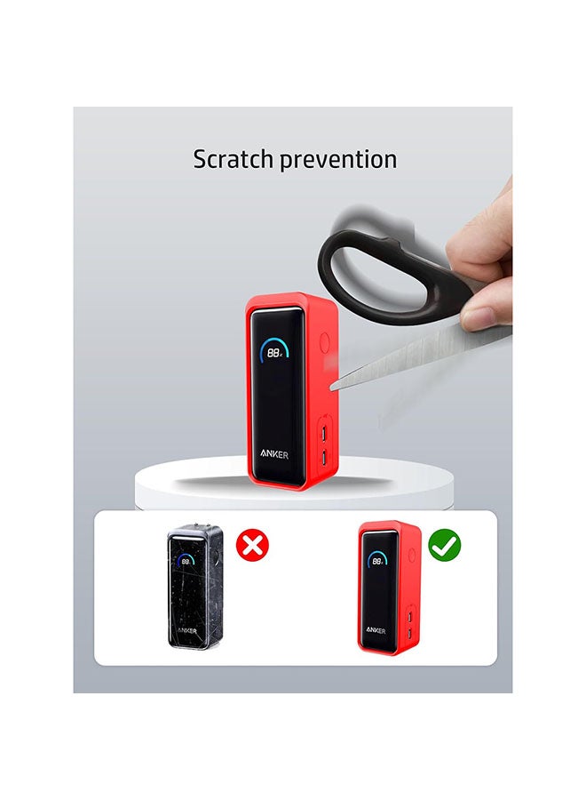 O Ozone Silicone Case for Anker Prime Power Bank 9600mAh 65W Cover,Shockproof and Scratch Protection Case, Soft Silicone Cover with Lanyard - Red - Image 4