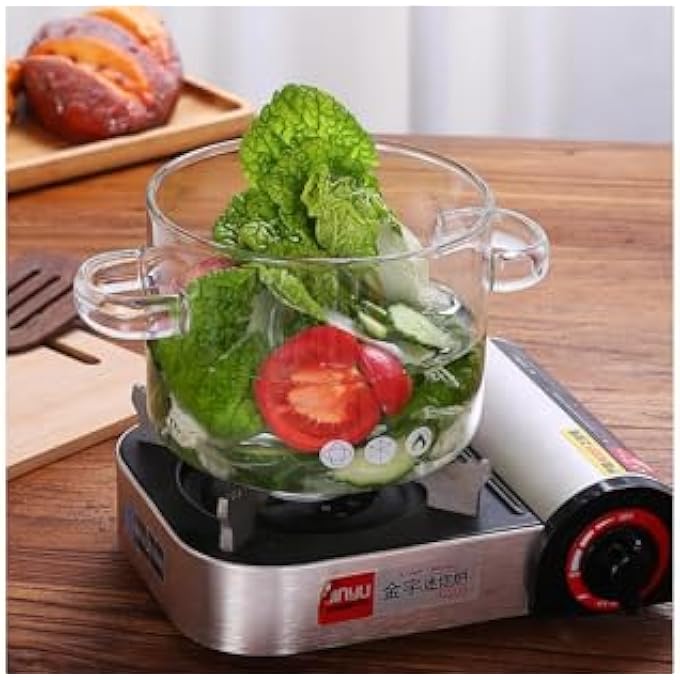 SAGREENY Glass Cooking Pot  2L Saucepan With Cover  HeatResistant Clear Stovetop Pot And Pan With Lid For Pasta Noodle Soup Milk Tea And Salad  Simmer Pot - Image 5