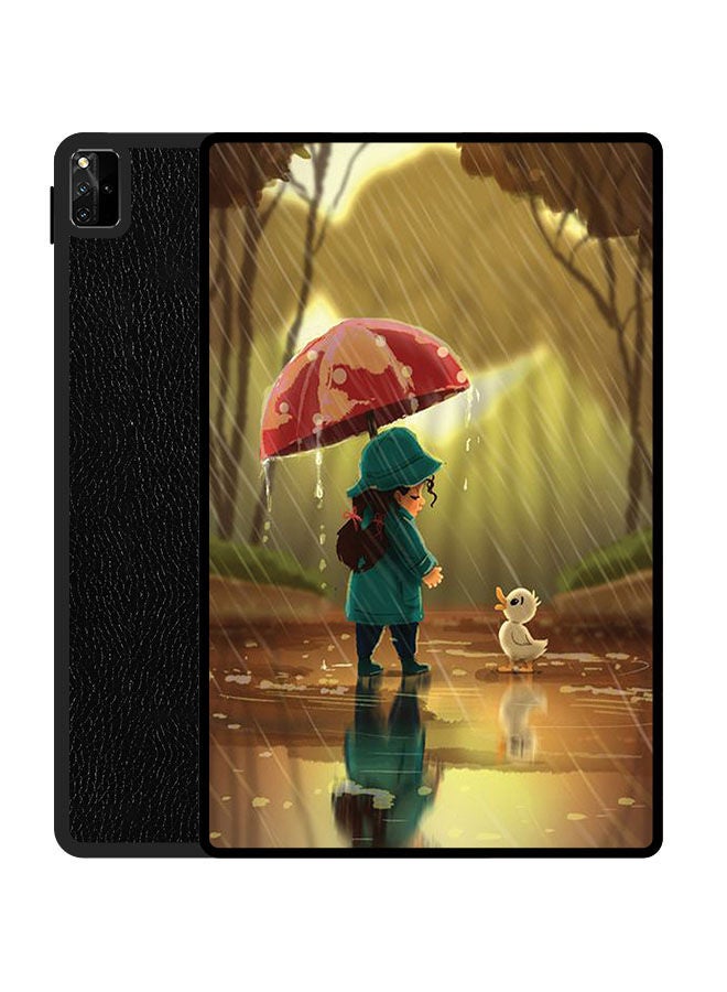 Theodor Protective Flip Case Cover For Huawei MatePad Pro 12.6 2021 Baby Girl In Rain And Duck - Image 1