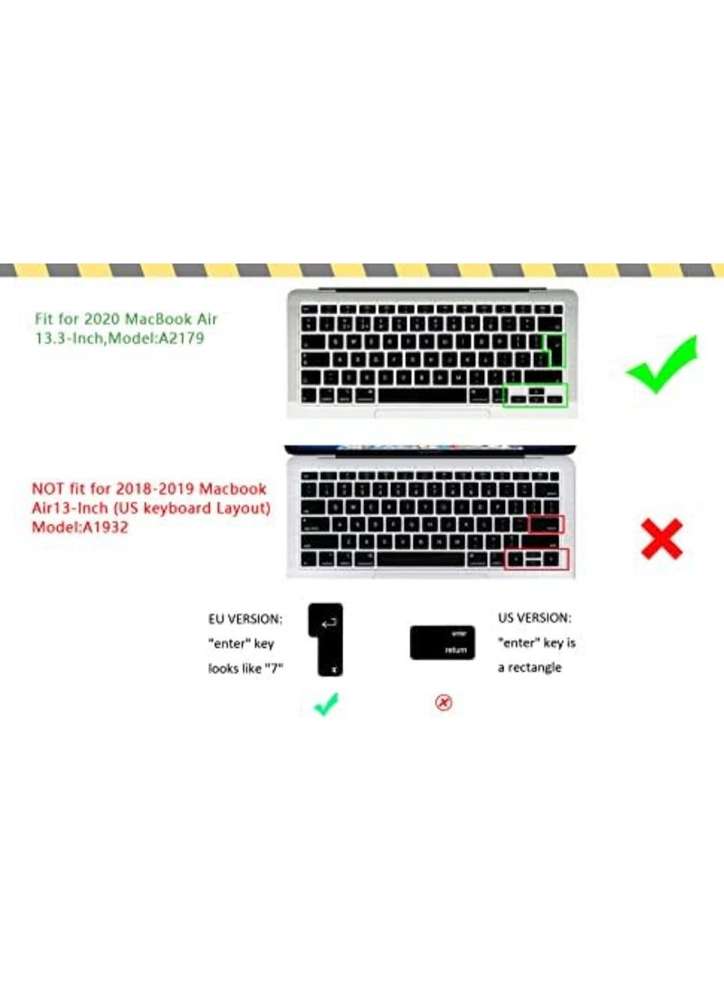 غطاء لوحة المفاتيح السيليكون الرقيق للغاية لـ MacBook Air 13 بوصة A2179 و A2337 لشريحة Apple M1 مع Touch ID (إصدار 2021 2020 تخطيط الإمارات العربية المتحدة / الاتحاد الأوروبي / المملكة المتحدة) إكسسوارات لوحة المفاتيح جلد واقي (واضح) - Image 2