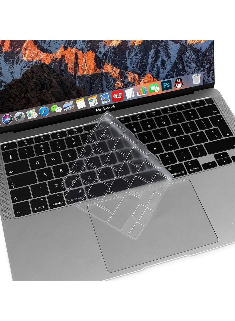 غطاء لوحة المفاتيح السيليكون الرقيق للغاية لـ MacBook Air 13 بوصة A2179 و A2337 لشريحة Apple M1 مع Touch ID (إصدار 2021 2020 تخطيط الإمارات العربية المتحدة / الاتحاد الأوروبي / المملكة المتحدة) إكسسوارات لوحة المفاتيح جلد واقي (واضح) - Image 1