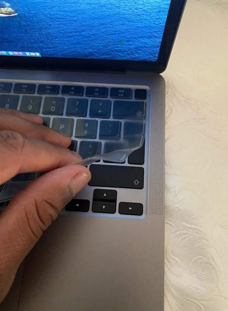 غطاء لوحة المفاتيح السيليكون الرقيق للغاية لـ MacBook Air 13 بوصة A2179 و A2337 لشريحة Apple M1 مع Touch ID (إصدار 2021 2020 تخطيط الإمارات العربية المتحدة / الاتحاد الأوروبي / المملكة المتحدة) إكسسوارات لوحة المفاتيح جلد واقي (واضح) - Image 5
