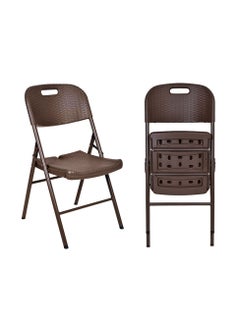 SunBoat Commerce Portable Folding Chair HDPE Wicker Rattan Series Brown  - Image 1
