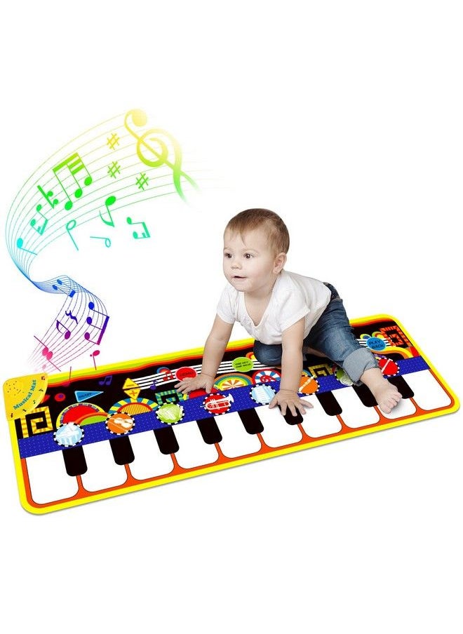 RenFox - Kids Musical Mat With 25 Music Sounds Baby Musical Toys Early Education Development Birthday Gift For 1 2 3 Year Girls Boy Piano Keyboard Dance Floor Mat Touch Playmat For Child Toddlers - Image 1