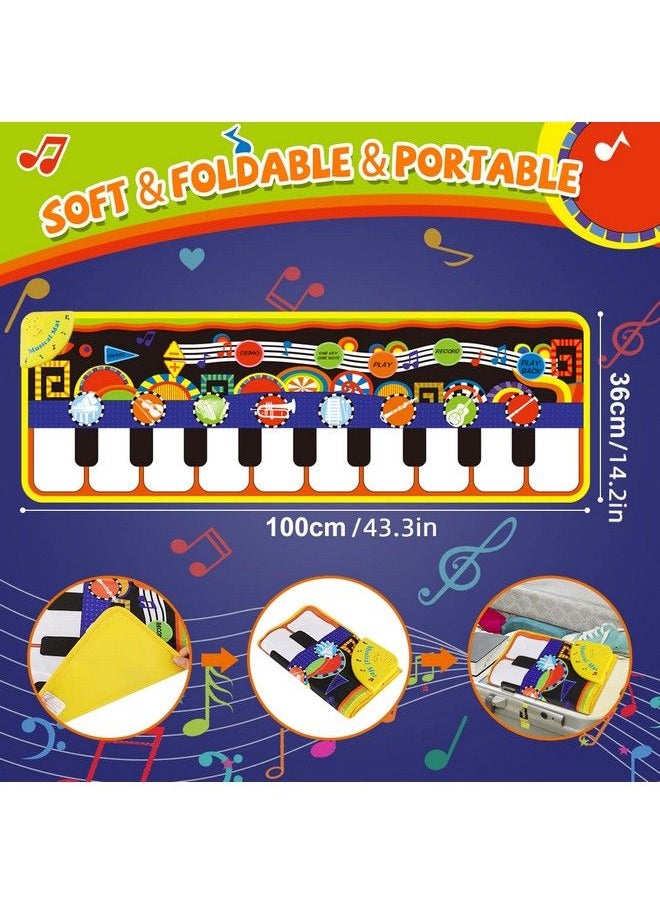 RenFox - Kids Musical Mat With 25 Music Sounds Baby Musical Toys Early Education Development Birthday Gift For 1 2 3 Year Girls Boy Piano Keyboard Dance Floor Mat Touch Playmat For Child Toddlers - Image 1