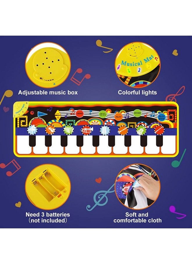 RenFox - Kids Musical Mat With 25 Music Sounds Baby Musical Toys Early Education Development Birthday Gift For 1 2 3 Year Girls Boy Piano Keyboard Dance Floor Mat Touch Playmat For Child Toddlers - Image 1