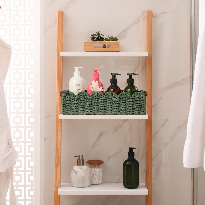 HOSROOME Toilet Paper Storage Basket Bathroom Counter Organizer Wicker Baskets for Organizing Cute Basket for Apartment Bedroom Nursery Room Kitchen Bathroom Decor-Green - Image 5