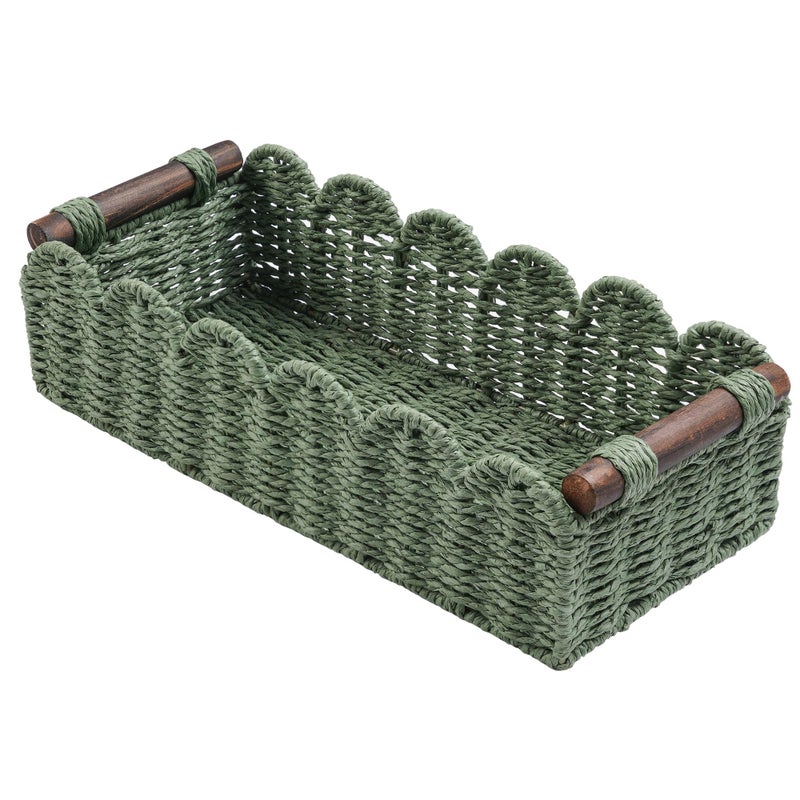 HOSROOME Toilet Paper Storage Basket Bathroom Counter Organizer Wicker Baskets for Organizing Cute Basket for Apartment Bedroom Nursery Room Kitchen Bathroom Decor-Green - Image 1