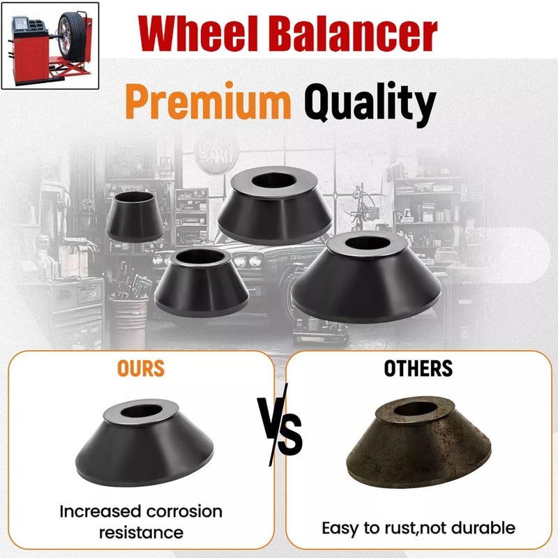 DOMINTY Coats Wheel Balancer 4 Pcs Standard Taper Cone Set - 40mm Shaft #45 Carbon Steel - Image 2