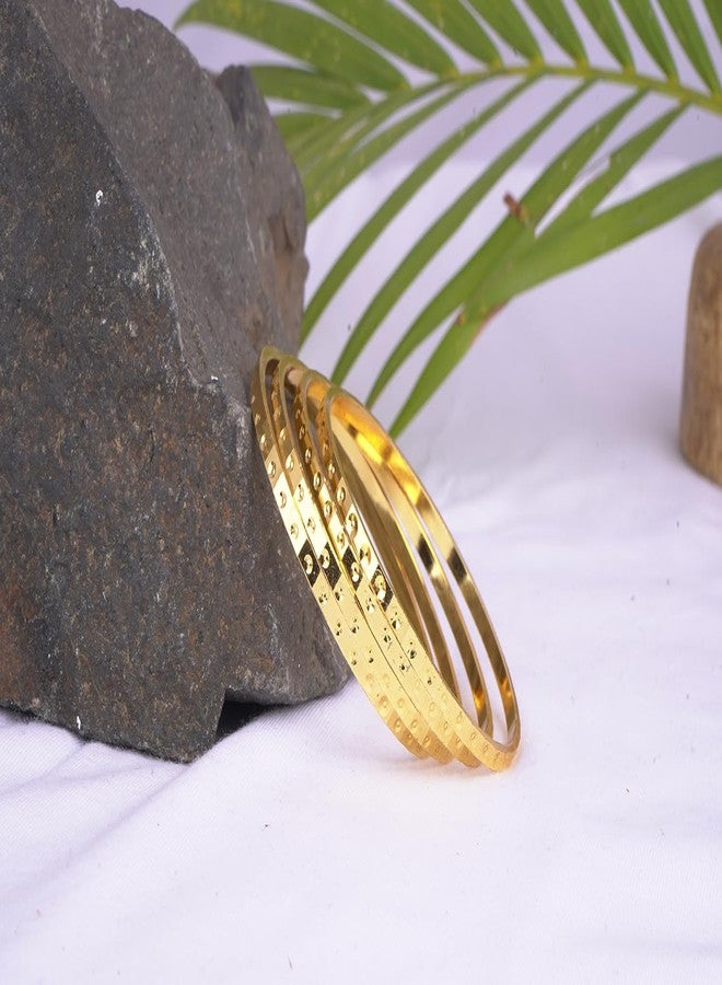 JFL- Jewellery for Less Traditional Ethnic One Gram Gold Plated Cut Work Bangle Set Women & Girls - (Set Of 4) - Image 4