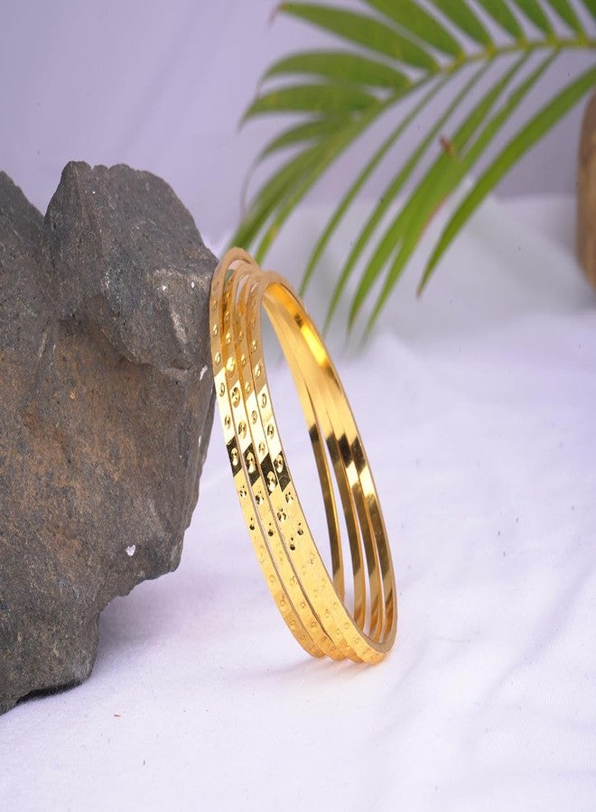 JFL- Jewellery for Less Traditional Ethnic One Gram Gold Plated Cut Work Bangle Set Women & Girls - (Set Of 4) - Image 3