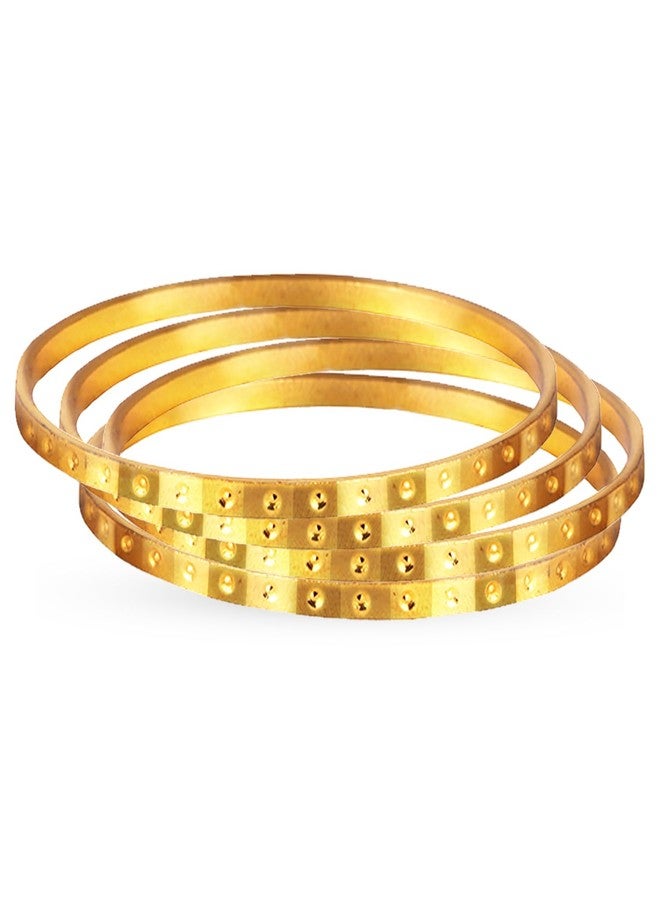 JFL- Jewellery for Less Traditional Ethnic One Gram Gold Plated Cut Work Bangle Set Women & Girls - (Set Of 4) - Image 1