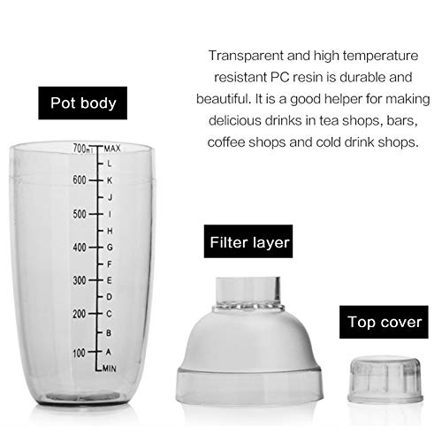 FEOOWV 2 Pcs Plastic Cocktail Shaker,Drink Mixer Hand Shaker Cup with Scales,Bar Tool Transparent (24 oz / 700cc) - Image 4