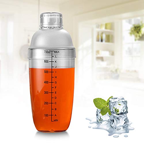 FEOOWV 2 Pcs Plastic Cocktail Shaker,Drink Mixer Hand Shaker Cup with Scales,Bar Tool Transparent (24 oz / 700cc) - Image 3