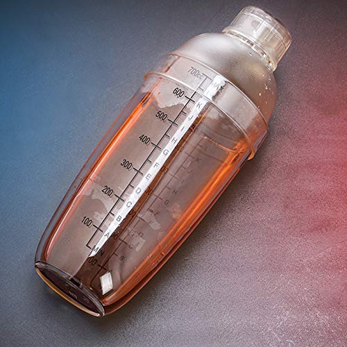 FEOOWV 2 Pcs Plastic Cocktail Shaker,Drink Mixer Hand Shaker Cup with Scales,Bar Tool Transparent (24 oz / 700cc) - Image 5