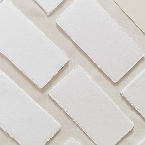Etailor E-Tailor Handmade Cotton Rag Paper 4x9” – Deckle Edge Textured Loose Leaf Sheets | 150 GSM Blank Ivory-White Card Stock for Wedding Invitations, Menus, Calligraphy & Crafting (Pack of 50) - Image 1
