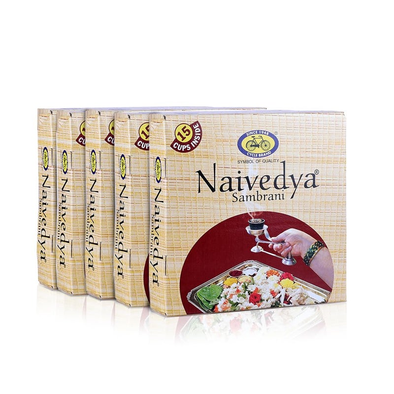 Cycle Pure Naivedya Sambrani Dhoop Cups for Pooja 75 pcs Havan Cups for Pooja Home Festivals Natural Guggal Dhoop Original Dhoop Cones Pack of 5 15 CupsPack 1 Burner PlatePack - Image 1