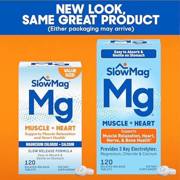 Slow-Mag سلوماج مكمل المغنيسيوم والكلوريد للعضلات والقلب مع الكالسيوم، 120 وحدة، يدعم استرخاء العضلات، القلب، الأعصاب وصحة العظام، امتصاص عالي - Image 2