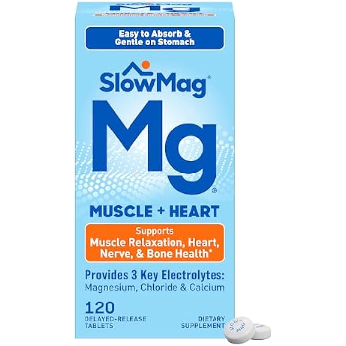 Slow-Mag سلوماج مكمل المغنيسيوم والكلوريد للعضلات والقلب مع الكالسيوم، 120 وحدة، يدعم استرخاء العضلات، القلب، الأعصاب وصحة العظام، امتصاص عالي - Image 1