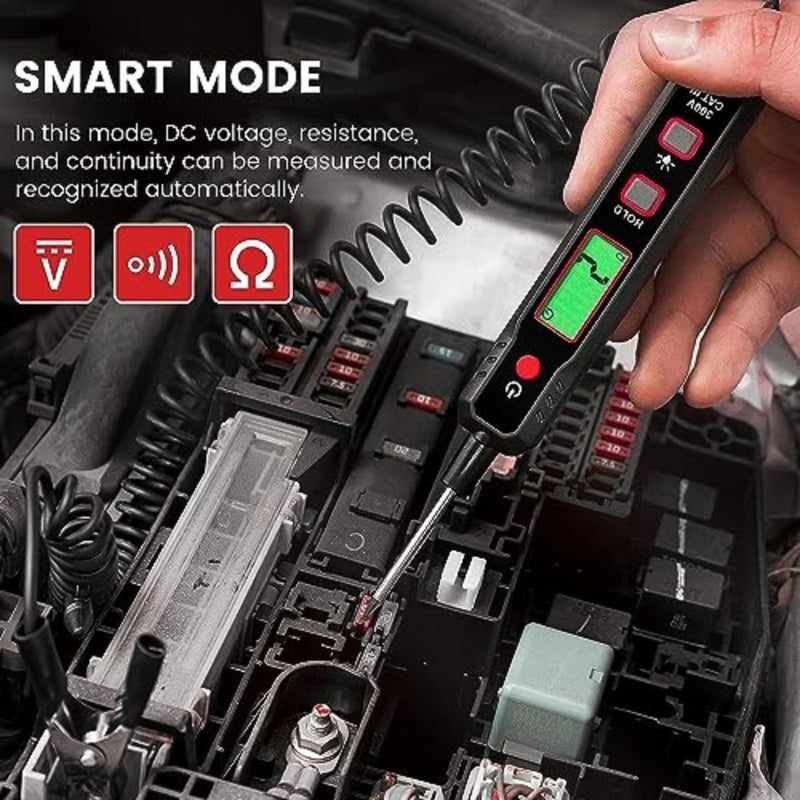 ضوء اختبار السيارات، جهاز اختبار الجهد الكهربائي الرقمي الذكي DC 0.8V-100V مع شاشة LCD الخلفية، مسبار اختبار الجهد المنخفض لدوائر السيارة والشاحنة، جهاز اختبار الدائرة الرقمية مع مصباح يدوي - Image 2