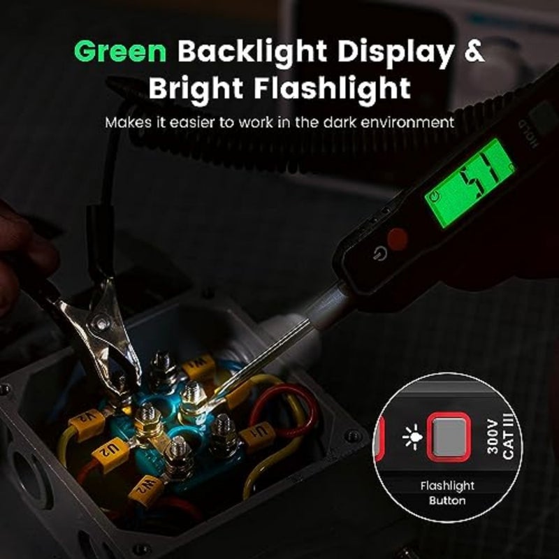 ضوء اختبار السيارات، جهاز اختبار الجهد الكهربائي الرقمي الذكي DC 0.8V-100V مع شاشة LCD الخلفية، مسبار اختبار الجهد المنخفض لدوائر السيارة والشاحنة، جهاز اختبار الدائرة الرقمية مع مصباح يدوي - Image 4