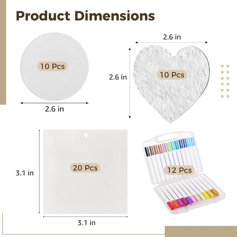 Kronabelle Magic Foam Texture Painting Kit 54 Pcs, with Wood Pulp Cotton Arts and Crafts, 20 Square 10 Heart 10 Circle Boards, 12 Color Pens, 2 Water Pens - Image 2
