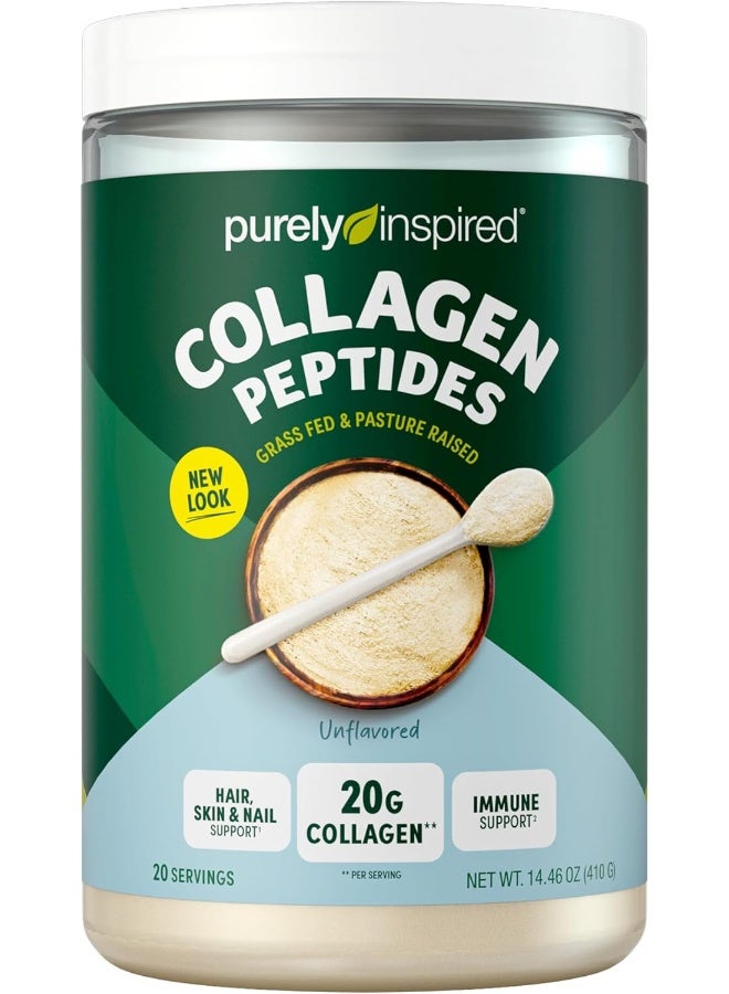 purely inspired مسحوق الكولاجين مسحوق ببتيدات الكولاجين مكملات الكولاجين للنساء والرجال مسحوق بروتين الكولاجين مع البيوتين معتمد بالباليو والكيتو بدون نكهة، 1 رطل - Image 1