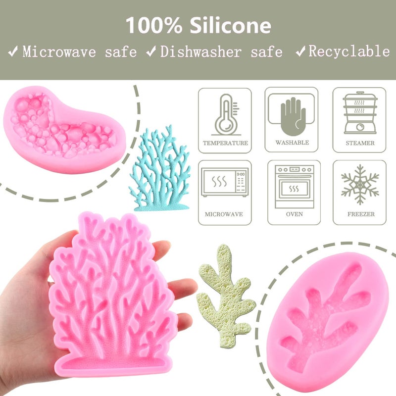 ZiXiang Sea Coral Silicone Molds Seaweed Fondant Mold For Chocolate Candy Cake Decoration Cupcake Topper Polymer Clay Gum Paste Set Of 4 - Image 2