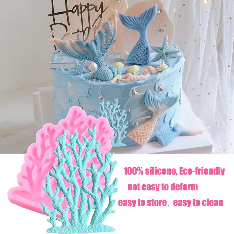 ZiXiang Sea Coral Silicone Molds Seaweed Fondant Mold For Chocolate Candy Cake Decoration Cupcake Topper Polymer Clay Gum Paste Set Of 4 - Image 3